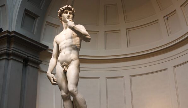 The naked sculpture symbolizes the enlargement of the penis
